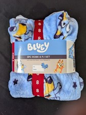 Bluey Boys 3PC Hooded Robe Pajama Set Size 8 Flame Resistant Bluey Bingo