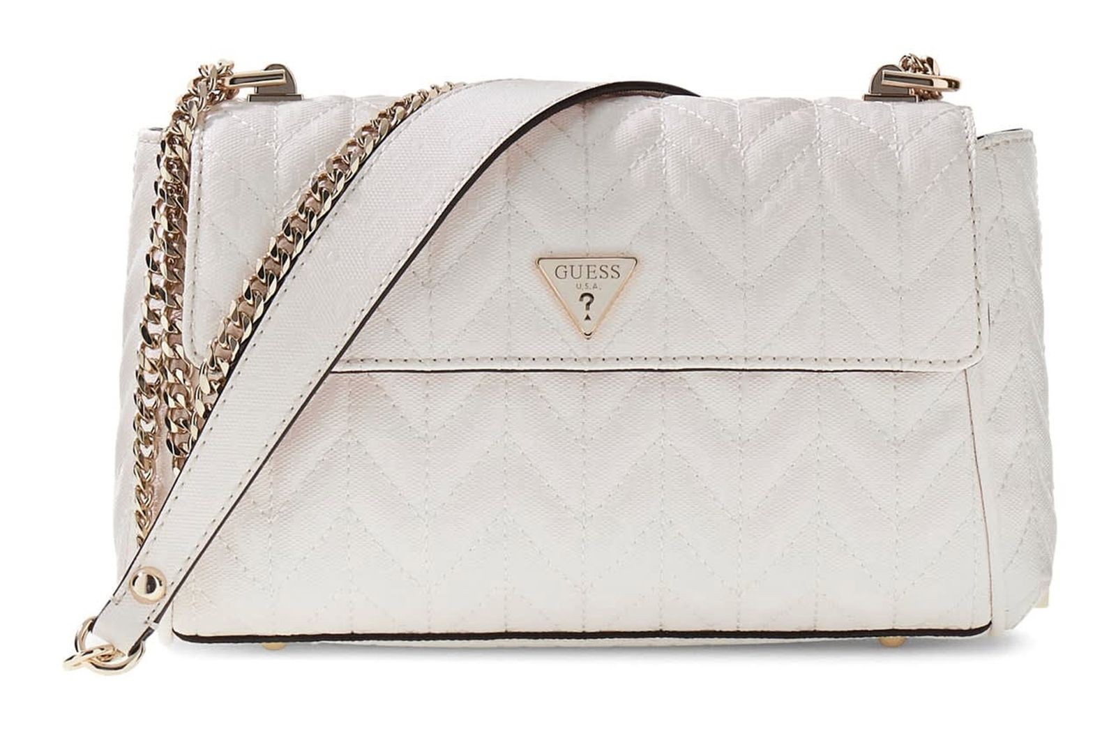 GUESS shoulder bag Stacey Convertible Xbody Flap Cream White
