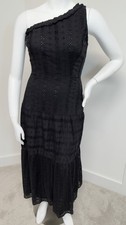 Taylor Black Eyelet One Shoulder Midi Dress Size 12 Boho Romantic Cottagecore