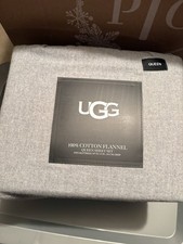 UGG 100 cotton Flannel Queen Sheet Set Heather Gray New fits Up To 15  