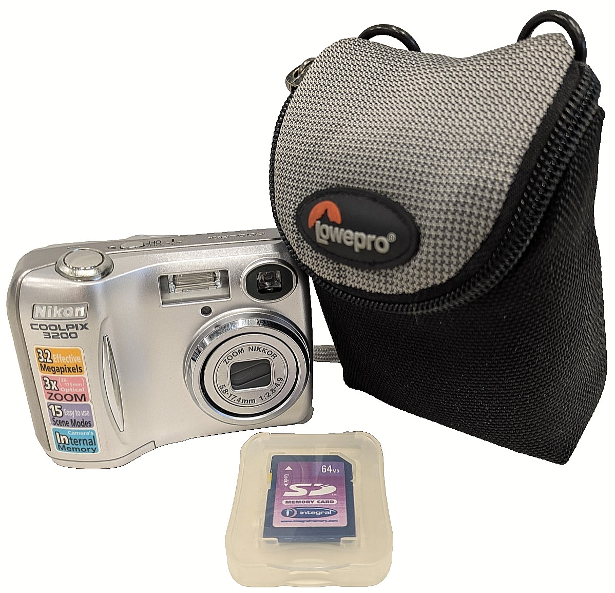Nikon Coolpix 3200 Digital Camera Vintage Point & Shoot Compact Camera Cased