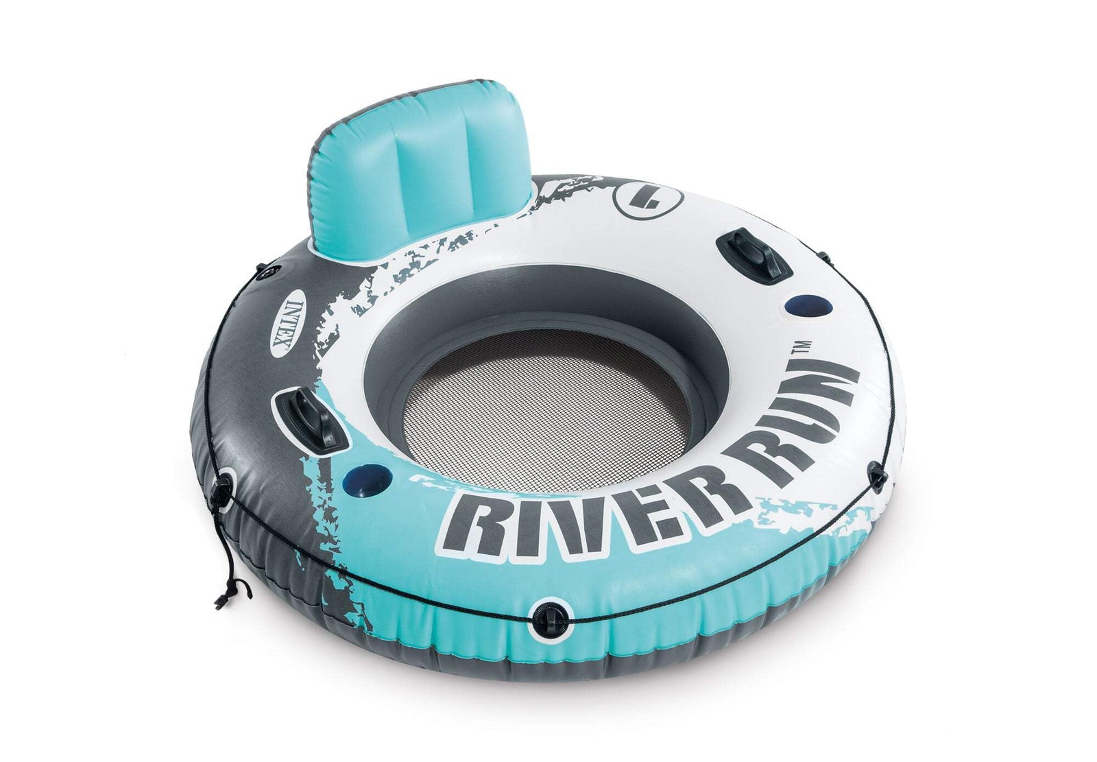 Intex River Run 1 Person Water Flotation Tube with Cup Holders for Tubing