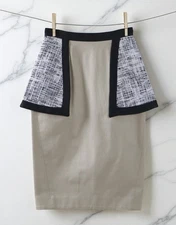 EDEL'INE L'EE  Edeline Lee $1230 Khaki Woven Orlando Peplum Pencil Skirt Size 6