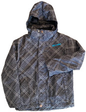 Boys EU 152 Youth FIREFLY Snow Ski Snowboarding Winter Hooded Jacket Gray Plaid