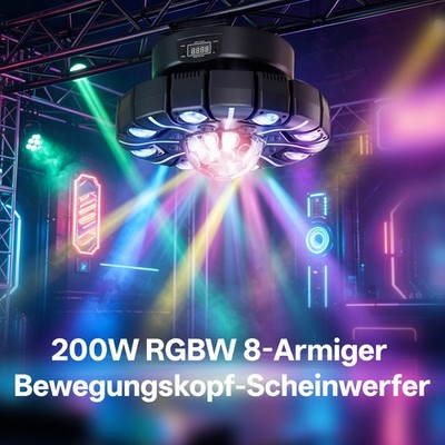 200W 8Arms RGBW Moving Head Laser Beam Bühnenlicht Lichteffekt DMX DJ Partylicht