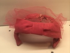 Vintage 1960s Women's Pink Hat Mesh with Flowers Netting Union Made