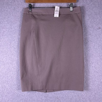 Loft Skirt Women s 6 Taupe Straight Pencil Zip Slit Career Office Minimalist NWT