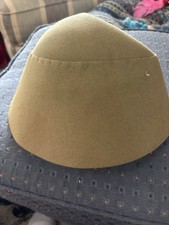 Vintage Hand Sewn Women  s Felt Cap In Olive, Unlike Any Other Unique