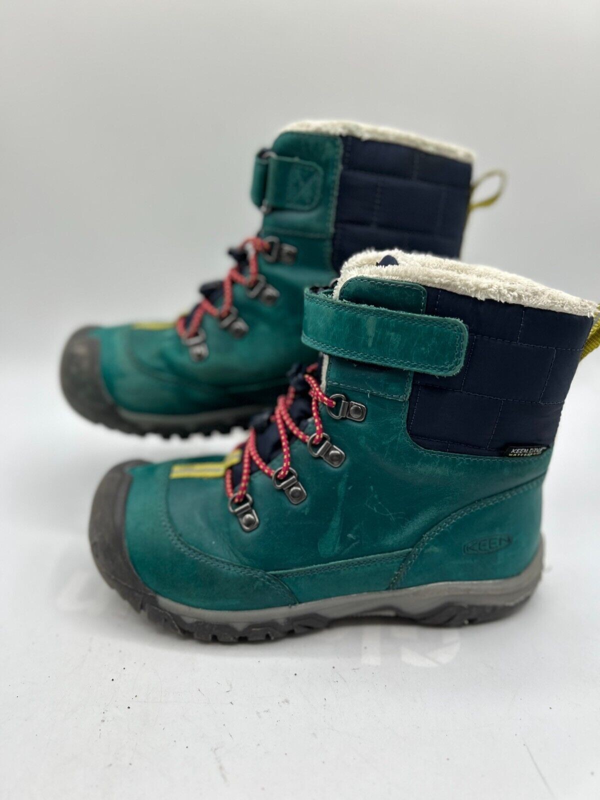 Stivali da neve KEEN Kanibou bambino taglia 2 pelle verde gancio e passante punta tonda 1028081