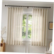 Linen Curtains for Living Room 54 Inch Length 2 52"W x 54"L Pack of 2 Natural