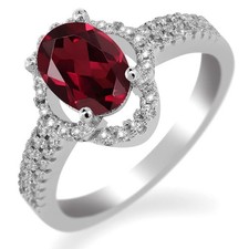 1.99 Ct Oval Red Rhodolite Garnet 925 Sterling Silver Ring