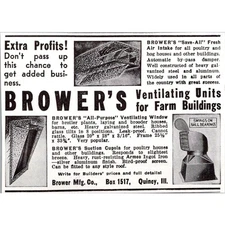 Brower Mfg Co Brower's Ventilating Units Farm Bldgs Quincy IL 1938 Ad SAJ6-S25