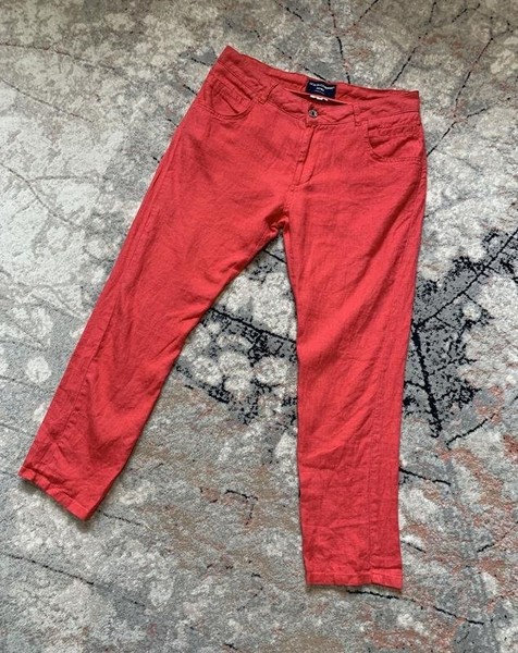 Women Dolce & Gabbana Trousers Red Linen 38