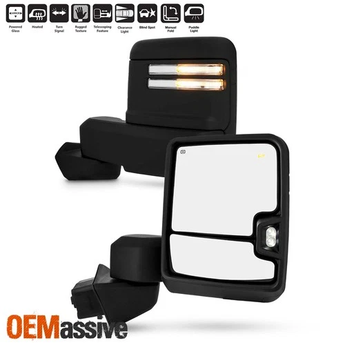 For 2019-2022 Chevy Silverado 1500 Power Heated Towing Mirror w/ LED Turn Signal