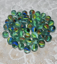 CATS EYE RIBBON GLASS MARBLES  LOT OF 50  5/8 INCH .62  B 