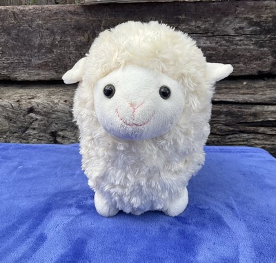 Kellytoy Fat Ram Sheep Lamb White Fuzzy Hair Black Eyes Stuffed Animal Plush ECU