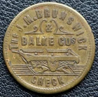 Vtg 1880's J.M BRUNSWICK BALKE Co. 5 CENT BILLIARD TRADE TOKEN - J.M. & N. EATON