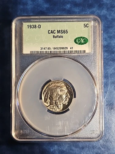 1938 D Buffalo Nickel CAC MS 65