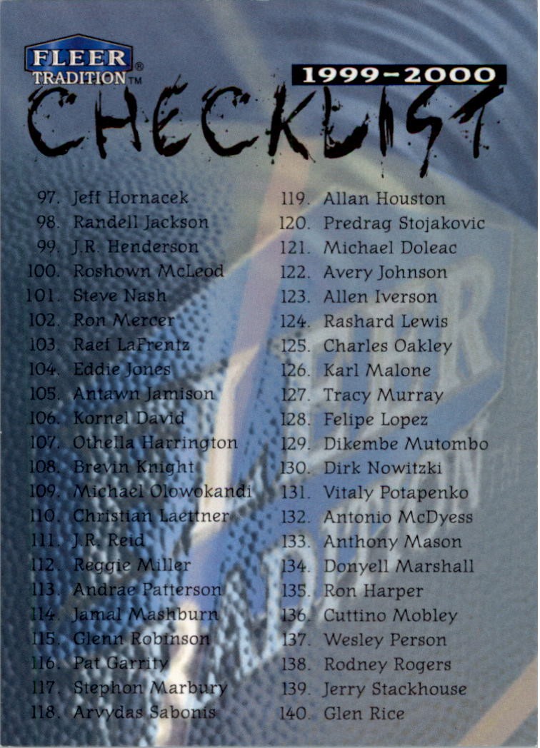 1999-00 Fleer #NNO Checklist #2 - BSK