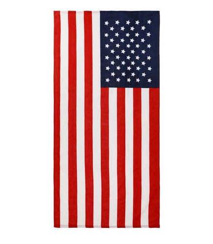 LET'S GO American Flag Design Red White Blue Cotton Beach Towel - Picture 1 of 3