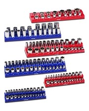 Vevor Magnetic Socket Organizer Set 6pcs Socket Trays Blue Red For Metric Sae