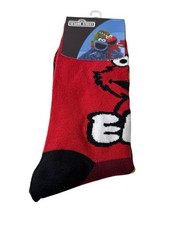Mens Elmo Crew Socks Sesame Street Red Character Novelty NWT