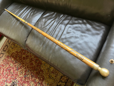 Vintage Hand Carved Dragon Walking Stick With Hidden Pool Cue