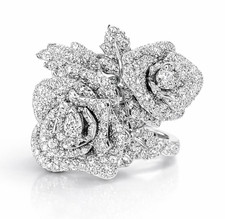 Silver Double Flower Statement Ring D13