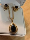 Vintage Avon Gold Tone Faux Ruby Gem Stone Necklace & Earrings Set — photo 1