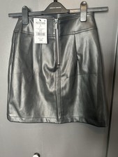 Image of Next Black Faux Leather Skirt Size 6 BNWT Mini Short Pencil Skirt Petite Work