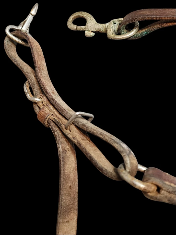 Correa para la cabeza de cuero tostado césped vintage Foto 3 de 4