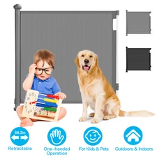 Retractable Security Mesh Gate Indoor Baby Pet Cat Dog Net Fence Doorway Stairs