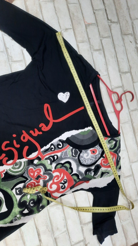 Desigual Black Women's T-shirt with Flowers size XL - Picture 4 of 10