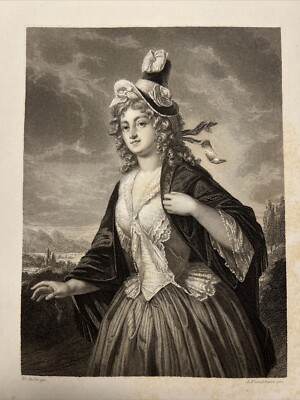 Charlotte von Lengenfeld Antique Portrait Etching Steel Engraving 1859 Art Print