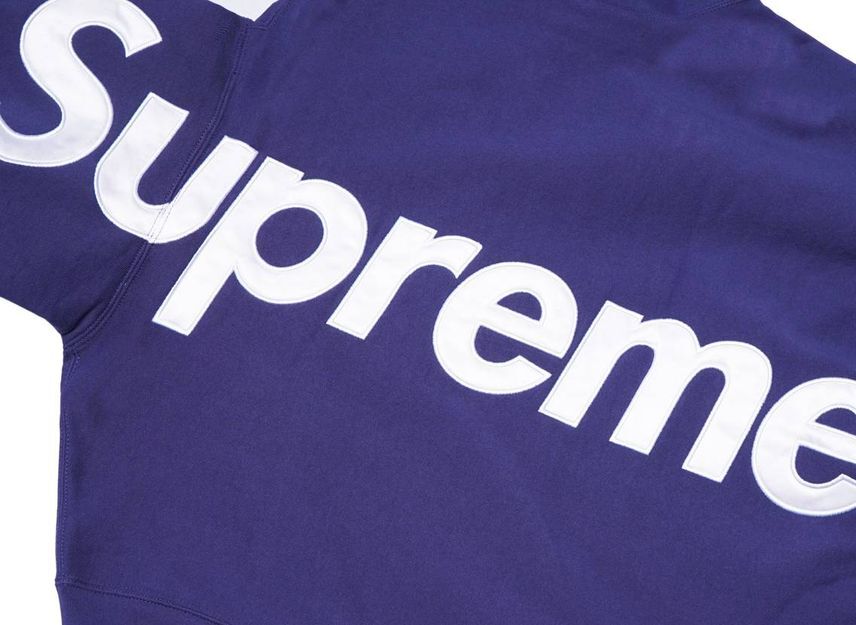 Supreme Satin Applique Hooded Sweatshirt Washed Navy | eBay