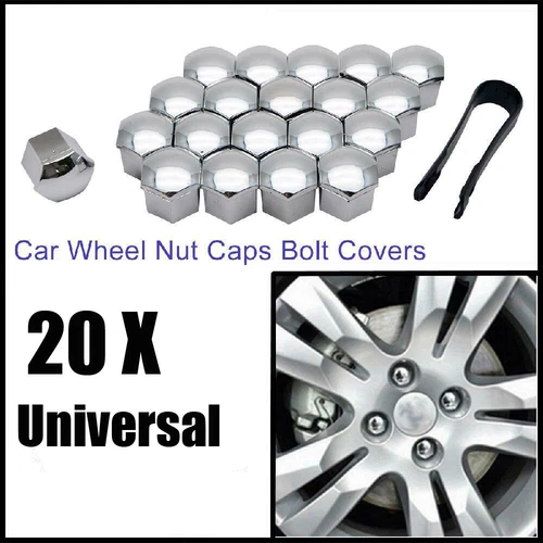 20Pcs 19mm Nut Bolt Cover Chrome Silver Wheel Nut Cap Bolt Covers Universal - Picture 1 of 9