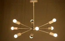 Mid Century 9 Arm Brass Chandelier Decorative Sputnik Décor Ceiling Lights