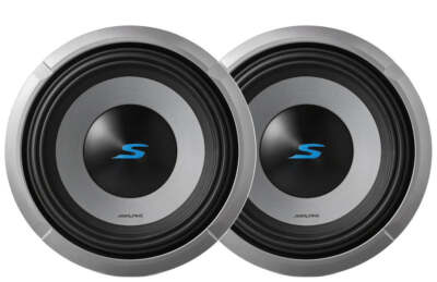 2 Alpine S2-W8D4 Car Subwoofers 900W Max 8'' S-Series Dual 4 Ohm Car Subwoofers