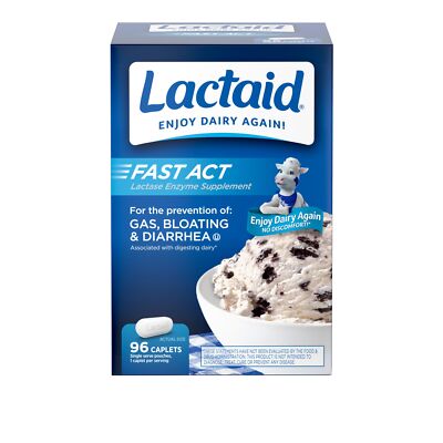 Lactaid Fast Act Lactose Intolerance Caplets 96 Travel Packs 1 Ct Each