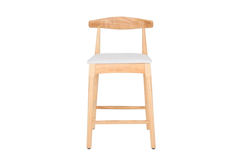 Set of 2 Wooden 24" Counter Height Bar Stools Barstoos Chairs with Curved Back - Image 3 of 4