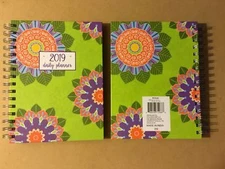 NEW 2019 Daily Planner Calendar Organizer Agenda Size 8.25"x 6 7/8" FLOWER PRINT