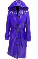 Women's Trench Vinyl Shiny Gothic Pvc Emo Top Quality Faux Leather Hooded Coats