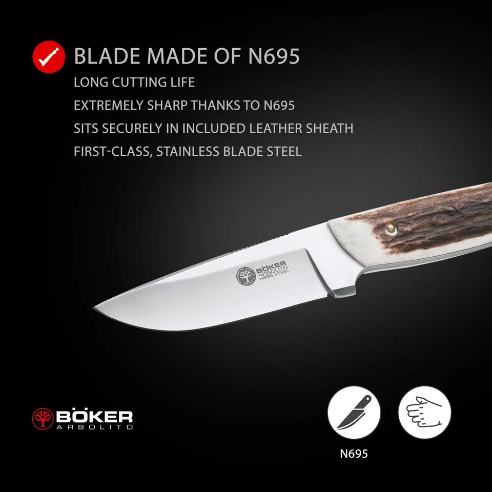 Cuchillo de caza fijo BOKER ARBOLITO® Stag hoja de 3,50" N695 exterior - 02BA319H Foto 3 de 4