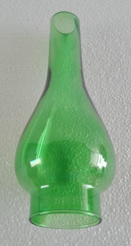 Green Vienna Style Glass Chimney For Kerosene Oil Lamps - 7 3/4" x 2" Base - Picture 2 of 8