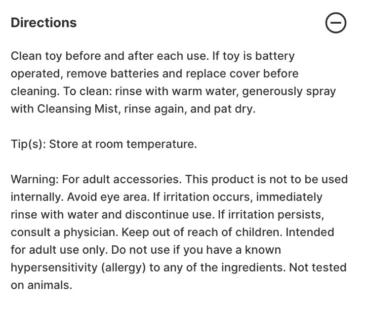 Pure Romance Cleansing Mist for Bedroom Accessories - Brand New