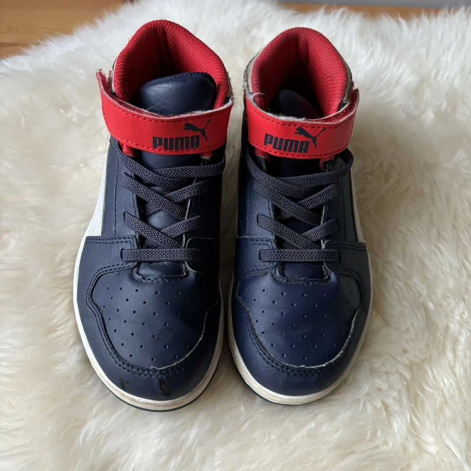 Puma Athletic High Top Sneakers Rebound V6 Boys Sz 13 Blue Red Basketball Shoes - Image 2 of 4