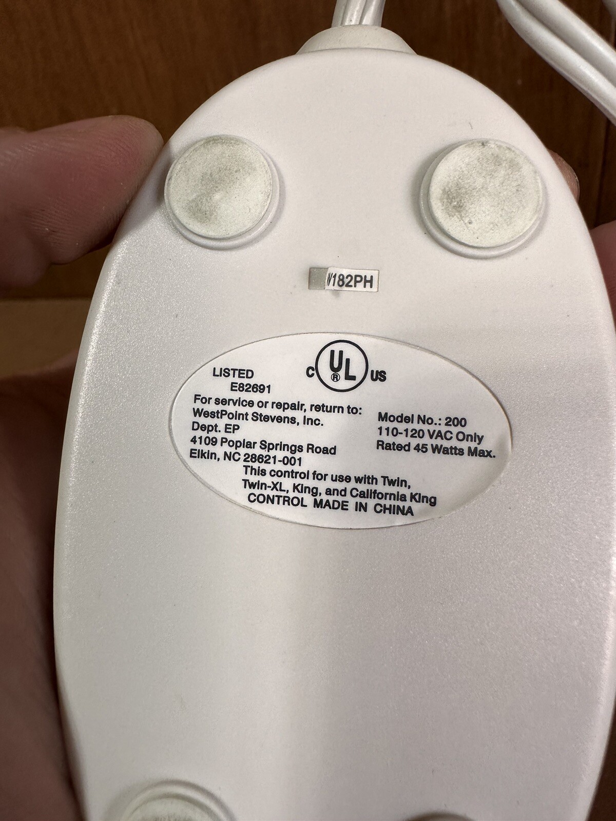Westpoint Stevens Model 200 Electric Blanket 2-Prong Controller Works.