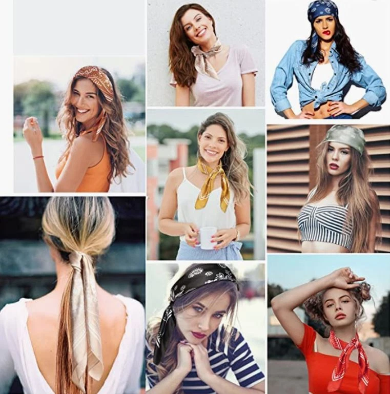 Square Satin Scarf Silk Feel Neckerchief Head Neck Wrap Paisley Bandanna 27"x27" - Image 3 of 3