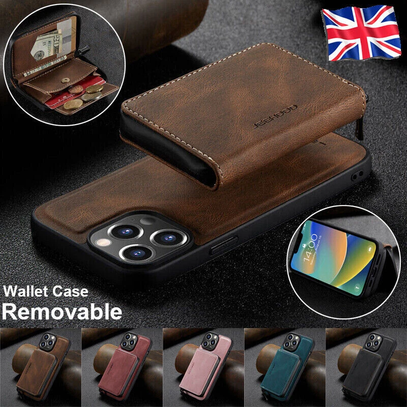 Leather Zipper Wallet Cover Back Case For 15 14 13 12 11 Pro Max SE XS XR 8 7 - Image 2 of 4