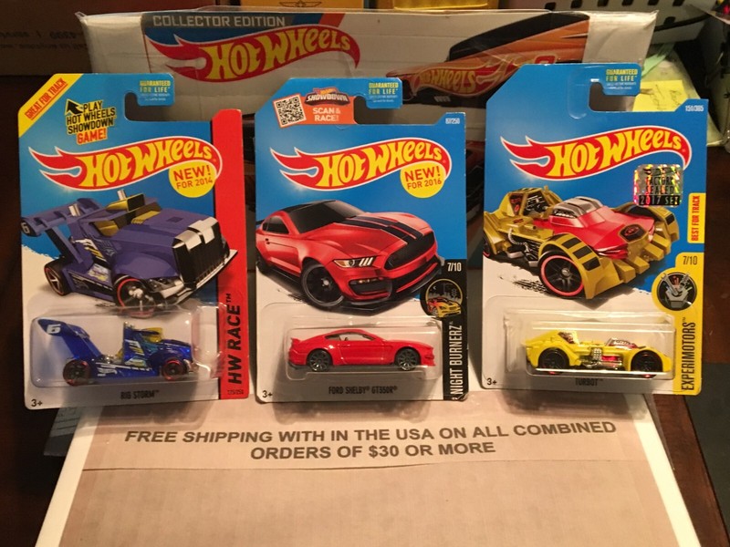 HOT WHEELS RIG STORM, TURBOT, FORD SHELBY GT350R  - VINTAGE & VHTF!